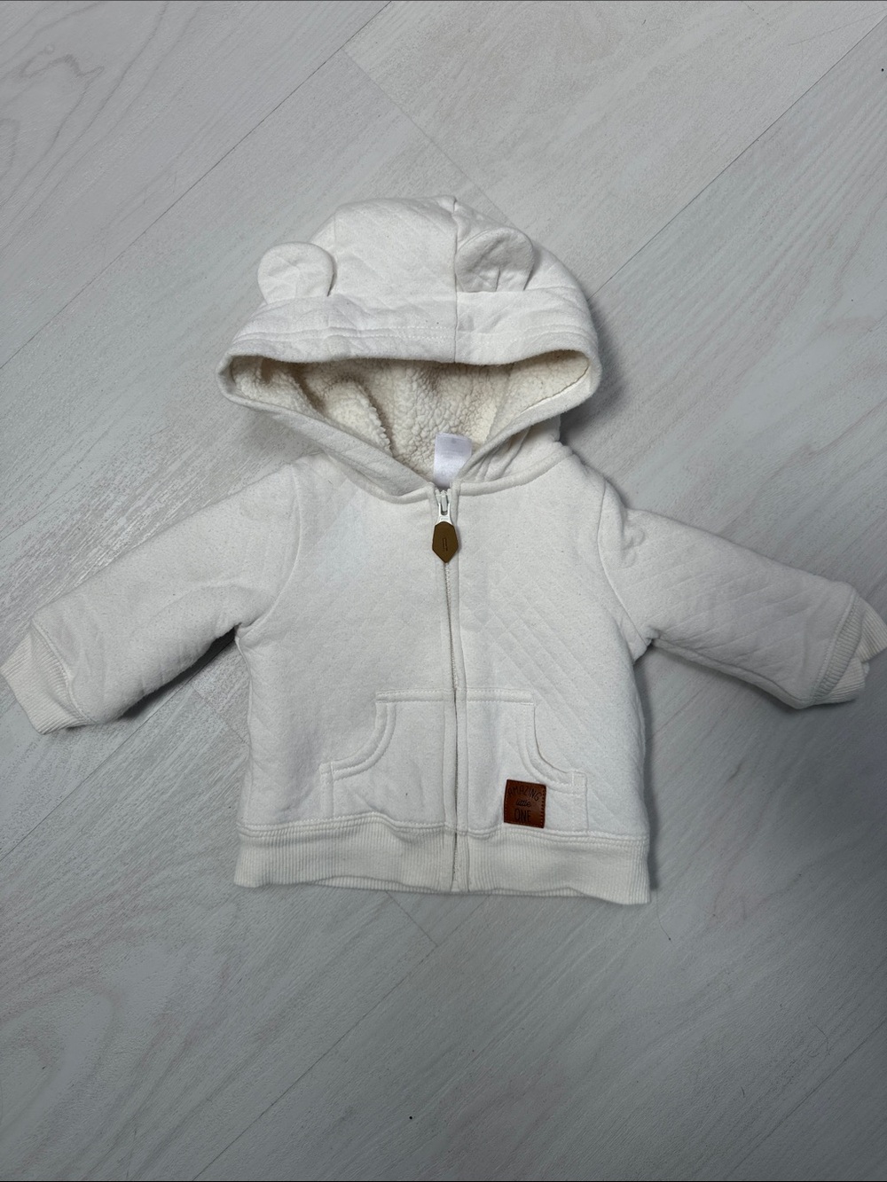 Carter's Cream Quilted Hoodie with Sherpa Hood